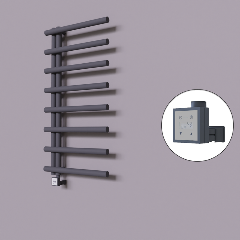 Tuna Dekoratif Elektrikli Havlupan 600x1150 Koyu Antrasit (KTX3 Termostat) 600W - 1TUN06001150B6TE7060
