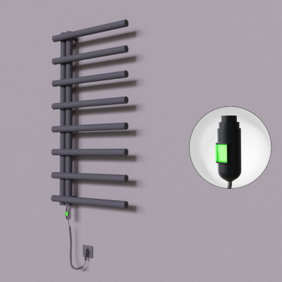 Radiva - Tuna Dekoratif Elektrikli Havlupan 600x1150 Koyu Antrasit (On/Off Düğmeli) 600W (1)