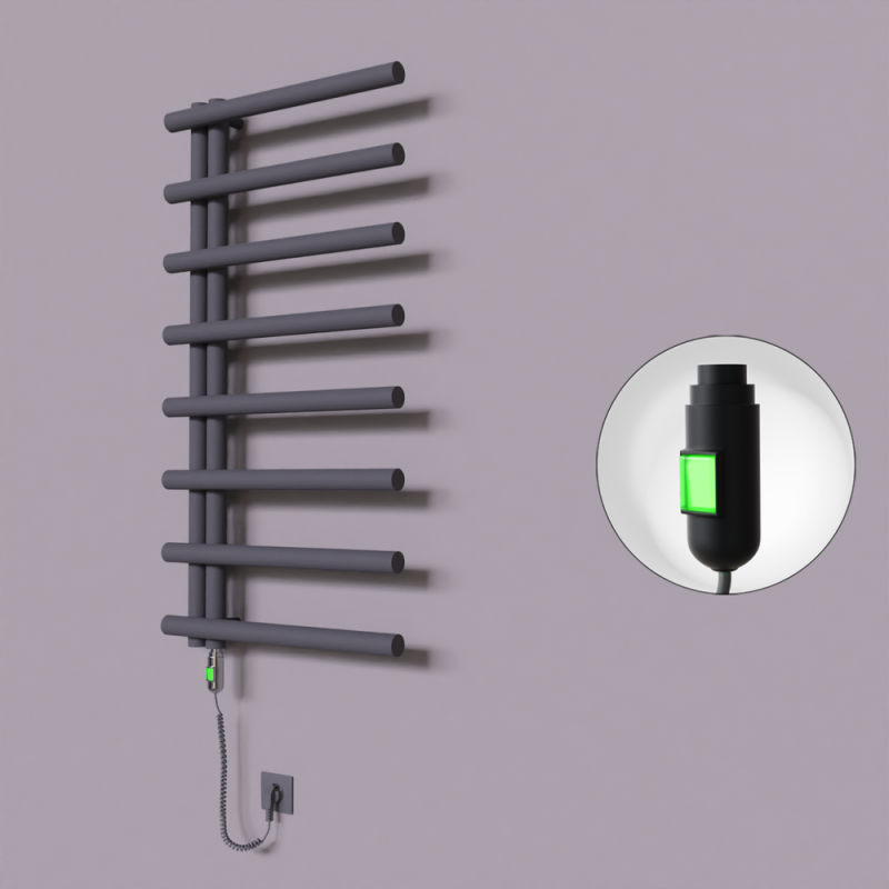Tuna Dekoratif Elektrikli Havlupan 600x1150 Koyu Antrasit (On/Off Düğmeli) 600W - 1TUN06001150B6TE1060
