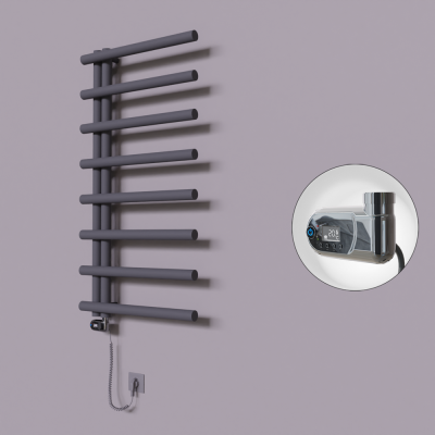 Radiva - Tuna Dekoratif Elektrikli Havlupan 600x1150 Koyu Antrasit (Thesis Termostat) 600W