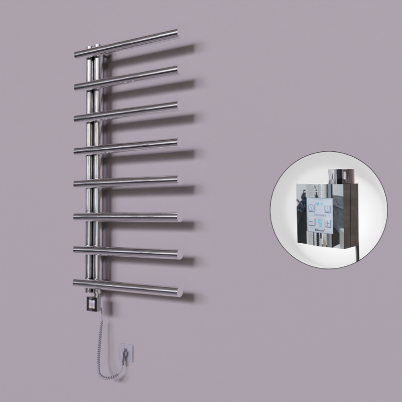 Tuna Dekoratif Elektrikli Havlupan 600x1150 Krom (KTX4 Termostat) 300W Spiral Kablolu - 1TUN06001150K1PEC030-K