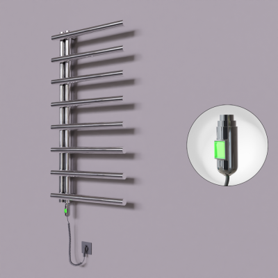 Radiva - Tuna Dekoratif Elektrikli Havlupan 600x1150 Krom (On/Off Düğmeli) 300W
