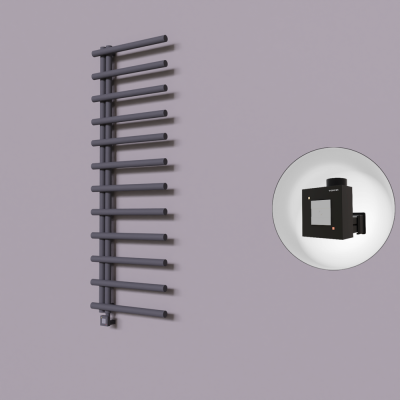 Radiva - Tuna Dekoratif Elektrikli Havlupan 600x1750 Koyu Antrasit (KTX1 Termostat) 1000W