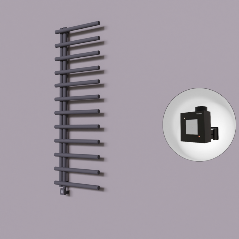 Tuna Dekoratif Elektrikli Havlupan 600x1750 Koyu Antrasit (KTX1 Termostat) 1000W - 1TUN06001750B6TEB100