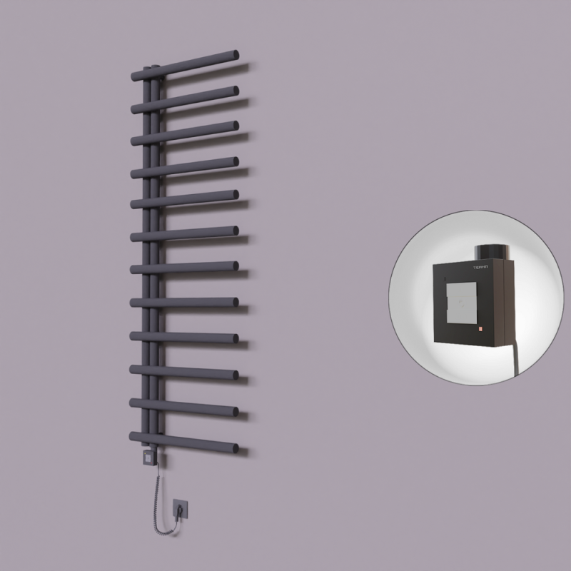 Tuna Dekoratif Elektrikli Havlupan 600x1750 Koyu Antrasit (KTX1 Termostat) 1000W Spiral Kablolu - 1TUN06001750B6TEB100-K