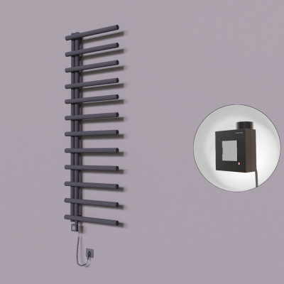 Radiva - Tuna Dekoratif Elektrikli Havlupan 600x1750 Koyu Antrasit (KTX1 Termostat) 1000W Spiral Kablolu - 500