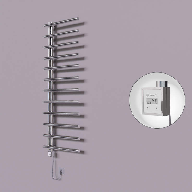 Tuna Dekoratif Elektrikli Havlupan 600x1750 Krom (KTX3 Termostat) 600W Spiral Kablolu - 1TUN06001750K1PE7060-K