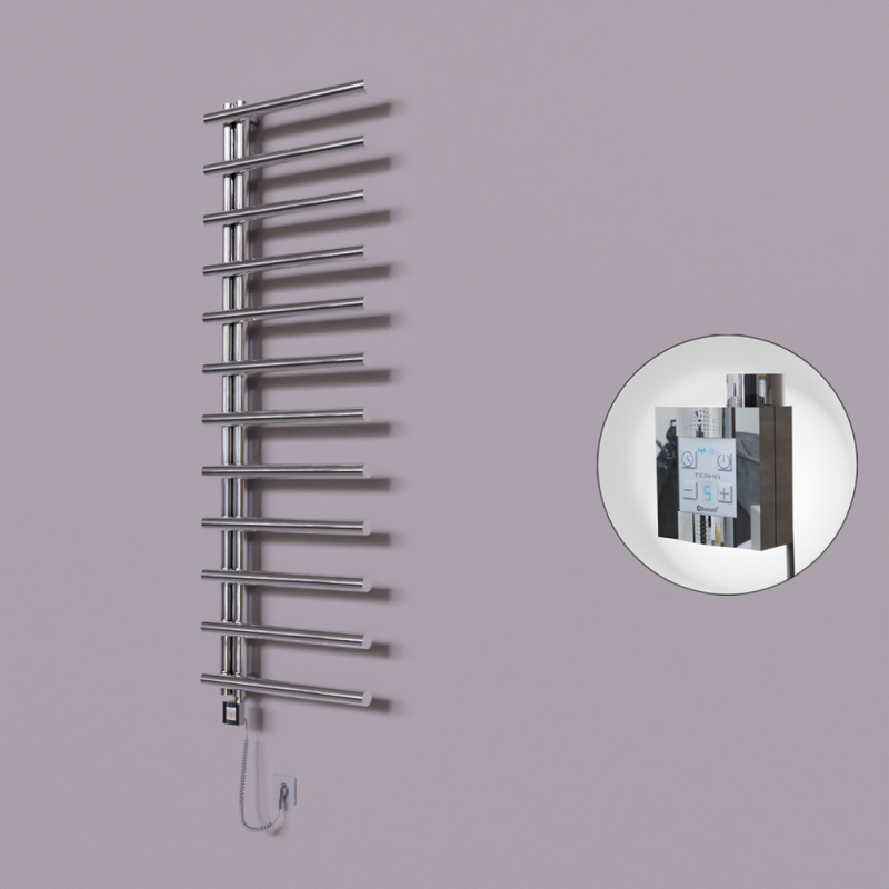 Tuna Dekoratif Elektrikli Havlupan 600x1750 Krom (KTX4 Termostat) 600W Spiral Kablolu - 1TUN06001750K1PEC060-K