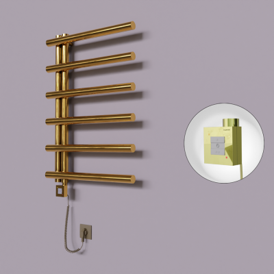 Radiva - Tuna Dekoratif Elektrikli Havlupan 600x850 Altın (KTX1 Termostat) 200W Spiral Kablolu