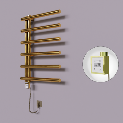 Radiva - Tuna Dekoratif Elektrikli Havlupan 600x850 Altın (KTX3 Termostat) 200W Spiral Kablolu