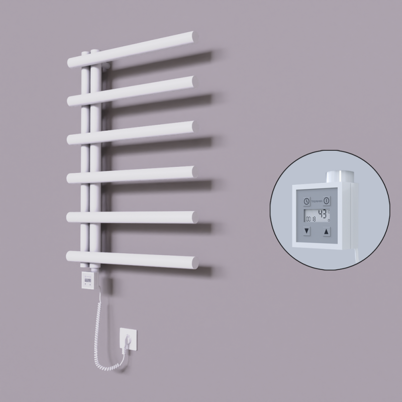 Tuna Dekoratif Elektrikli Havlupan 600x850 Beyaz (KTX3 Termostat) 300W Spiral Kablolu - 1TUN06000850B1TE7030-K