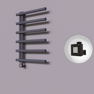 Radiva - Tuna Dekoratif Elektrikli Havlupan 600x850 Koyu Antrasit (KTX1 Termostat) 300W