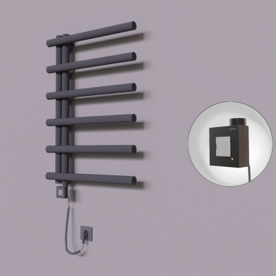 Radiva - Tuna Dekoratif Elektrikli Havlupan 600x850 Koyu Antrasit (KTX1 Termostat) 300W Spiral Kablolu (1)