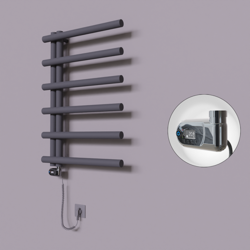 Tuna Dekoratif Elektrikli Havlupan 600x850 Koyu Antrasit (Thesis Termostat) 300W - 1TUN06000850B6TE2030