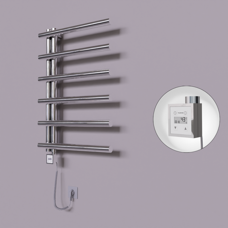 Tuna Dekoratif Elektrikli Havlupan 600x850 Krom (KTX3 Termostat) 200W Spiral Kablolu - 1TUN06000850K1PE7020-K