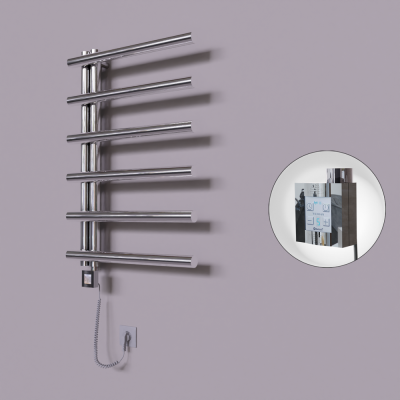 Radiva - Tuna Dekoratif Elektrikli Havlupan 600x850 Krom (KTX4 Termostat) 200W Spiral Kablolu