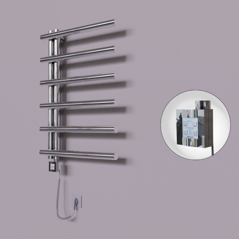 Tuna Dekoratif Elektrikli Havlupan 600x850 Krom (KTX4 Termostat) 200W Spiral Kablolu - 1TUN06000850K1PEC020-K