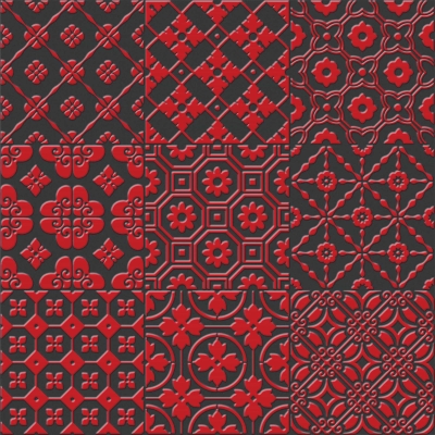 UNICA TARGET - Unica Target Bon Ton Red on Black Yer-Duvar Karosu 20 x 20 cm