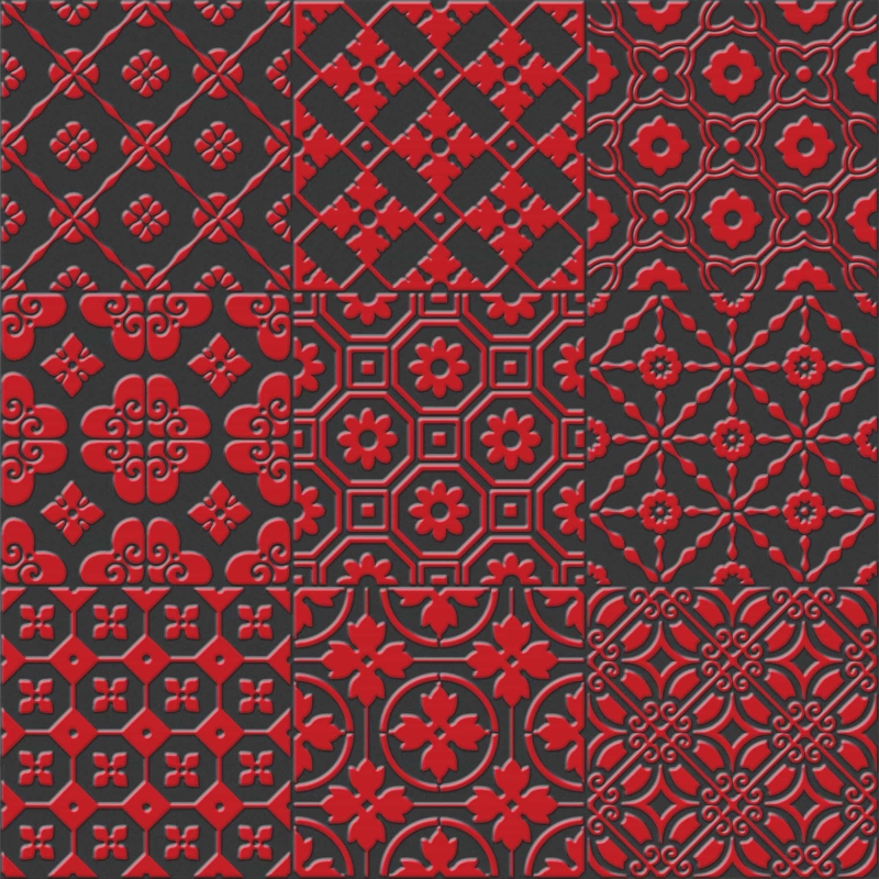 Unica Target Bon Ton Red on Black Yer-Duvar Karosu 20 x 20 cm - 10DOLCE2020ROB