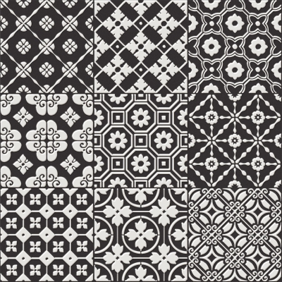 UNICA TARGET - Unica Target Bon Ton White on Black Yer-Duvar Karosu 20 x 20 cm - 18