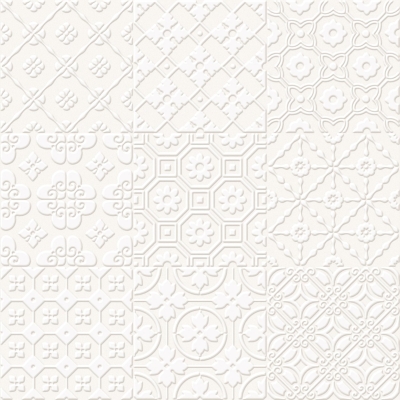 UNICA TARGET - Unica Target Bon Ton White on White Yer-Duvar Karosu 20 x 20 cm
