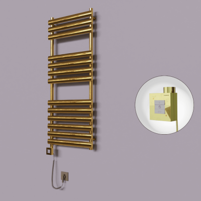 Radiva - Volga Dekoratif Elektrikli Havlupan 500x1200 Altın (KTX1 Termostat) 300W Spiral Kablolu