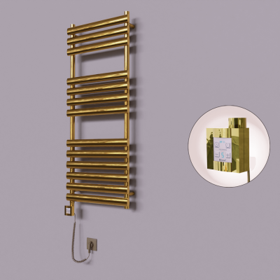 Radiva - Volga Dekoratif Elektrikli Havlupan 500x1200 Altın (KTX4 Termostat) 300W Spiral Kablolu (1)