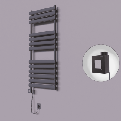 Radiva - Volga Dekoratif Elektrikli Havlupan 500x1200 Koyu Antrasit (KTX1 Termostat) 600W Spiral Kablolu (1)