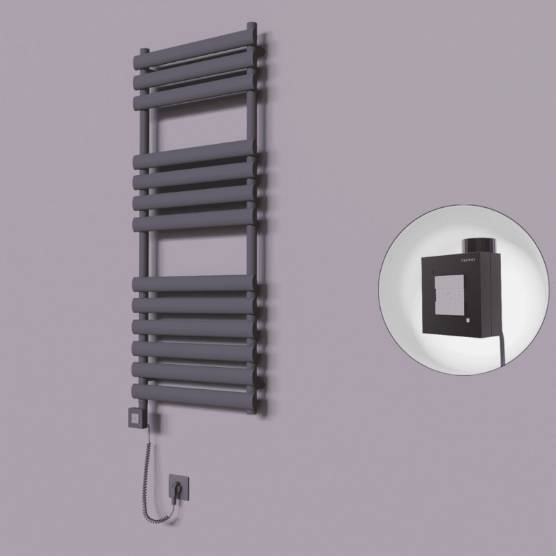 Volga Dekoratif Elektrikli Havlupan 500x1200 Koyu Antrasit (KTX1 Termostat) 600W Spiral Kablolu - 1VOL05001200B6TEB060-K