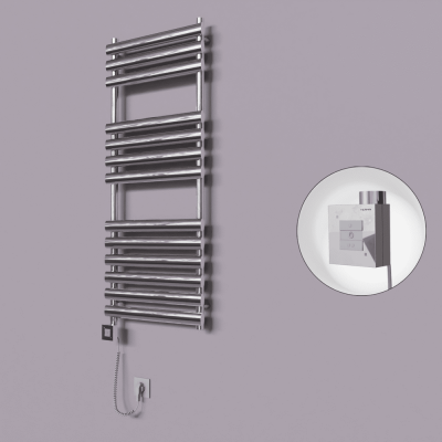 Radiva - Volga Dekoratif Elektrikli Havlupan 500x1200 Krom (KTX1 Termostat) 300W Spiral Kablolu (1)