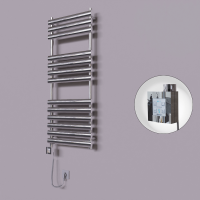 Radiva - Volga Dekoratif Elektrikli Havlupan 500x1200 Krom (KTX4 Termostat) 300W Spiral Kablolu