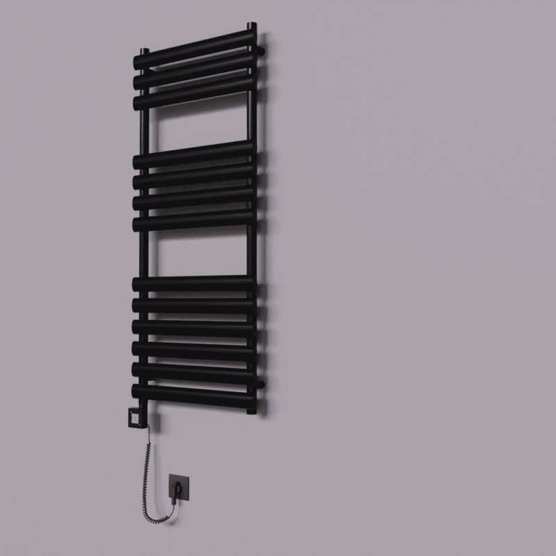 Volga Dekoratif Elektrikli Havlupan 500x1200 Siyah (KTX1 Termostat) 600W Spiral Kablolu - 1VOL05001200B3TEB060-K