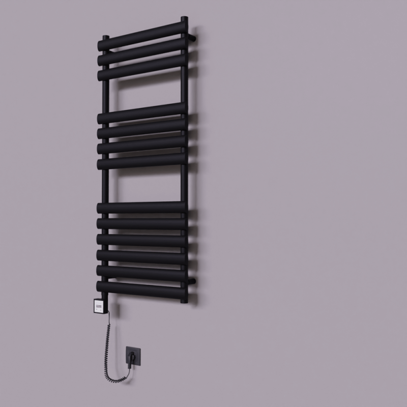 Volga Dekoratif Elektrikli Havlupan 500x1200 Siyah (KTX3 Termostat) 600W Spiral Kablolu - 1VOL05001200B3TE7060-K