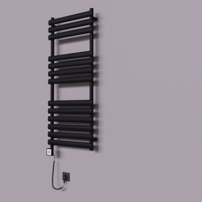 Radiva - Volga Dekoratif Elektrikli Havlupan 500x1200 Siyah (KTX3 Termostat) 600W Spiral Kablolu