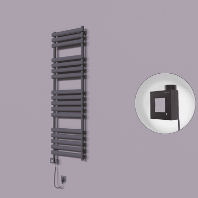 Radiva - Volga Dekoratif Elektrikli Havlupan 500x1600 Koyu Antrasit (KTX1 Termostat) 1000W Spiral Kablolu