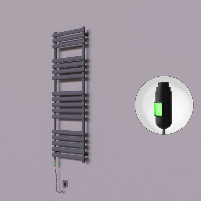 Volga Dekoratif Elektrikli Havlupan 500x1600 Koyu Antrasit (On/Off Düğmeli) 900W - 1VOL05001600B6TE1090