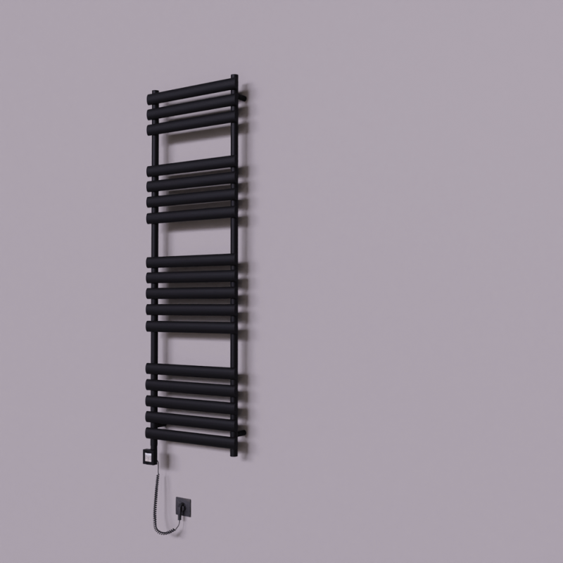 Volga Dekoratif Elektrikli Havlupan 500x1600 Siyah (KTX4 Termostat) 1000W Spiral Kablolu - 1VOL05001600B3TEC100-K