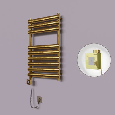 Radiva - Volga Dekoratif Elektrikli Havlupan 500x800 Altın (KTX1 Termostat) 200W Spiral Kablolu