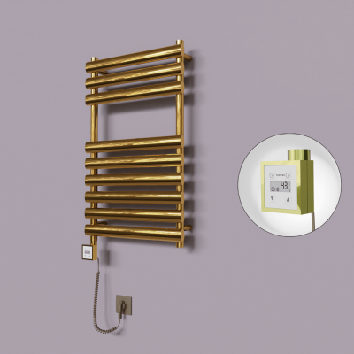 Radiva - Volga Dekoratif Elektrikli Havlupan 500x800 Altın (KTX3 Termostat) 200W Spiral Kablolu