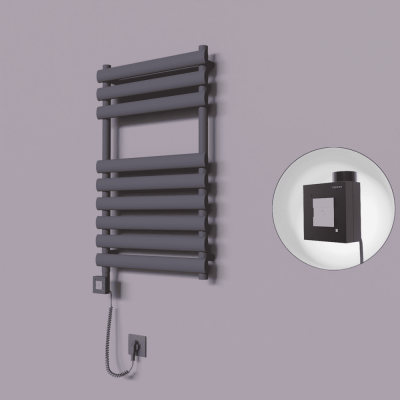 Radiva - Volga Dekoratif Elektrikli Havlupan 500x800 Koyu Antrasit (KTX1 Termostat) 300W Spiral Kablolu