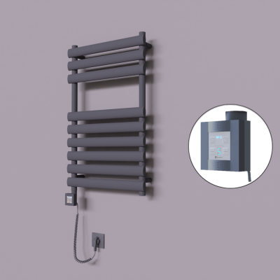 Radiva - Volga Dekoratif Elektrikli Havlupan 500x800 Koyu Antrasit (KTX4 Termostat) 300W Spiral Kablolu