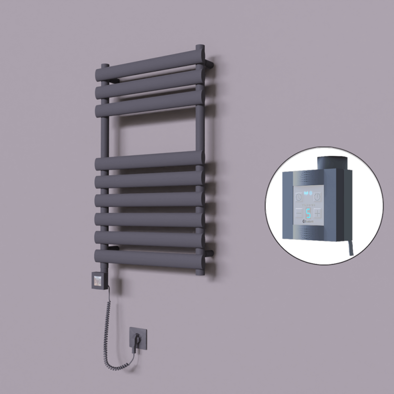 Volga Dekoratif Elektrikli Havlupan 500x800 Koyu Antrasit (KTX4 Termostat) 300W Spiral Kablolu - 1VOL05000800B6TEC030-K