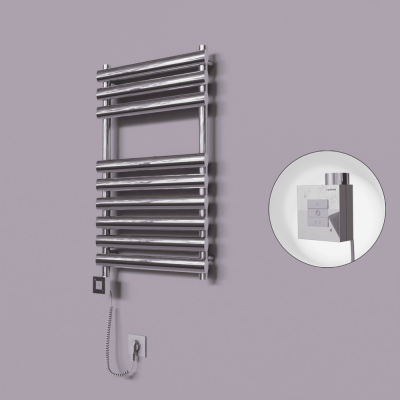 Radiva - Volga Dekoratif Elektrikli Havlupan 500x800 Krom (KTX1 Termostat) 200W Spiral Kablolu