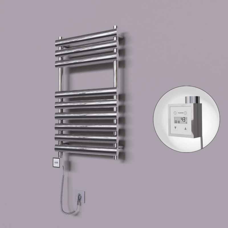 Volga Dekoratif Elektrikli Havlupan 500x800 Krom (KTX3 Termostat) 200W Spiral Kablolu - 1VOL05000800K1PE7020-K