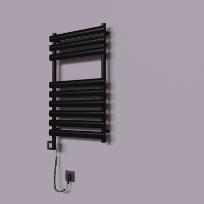 Radiva - Volga Dekoratif Elektrikli Havlupan 500x800 Siyah (KTX1 Termostat) 300W Spiral Kablolu (1)