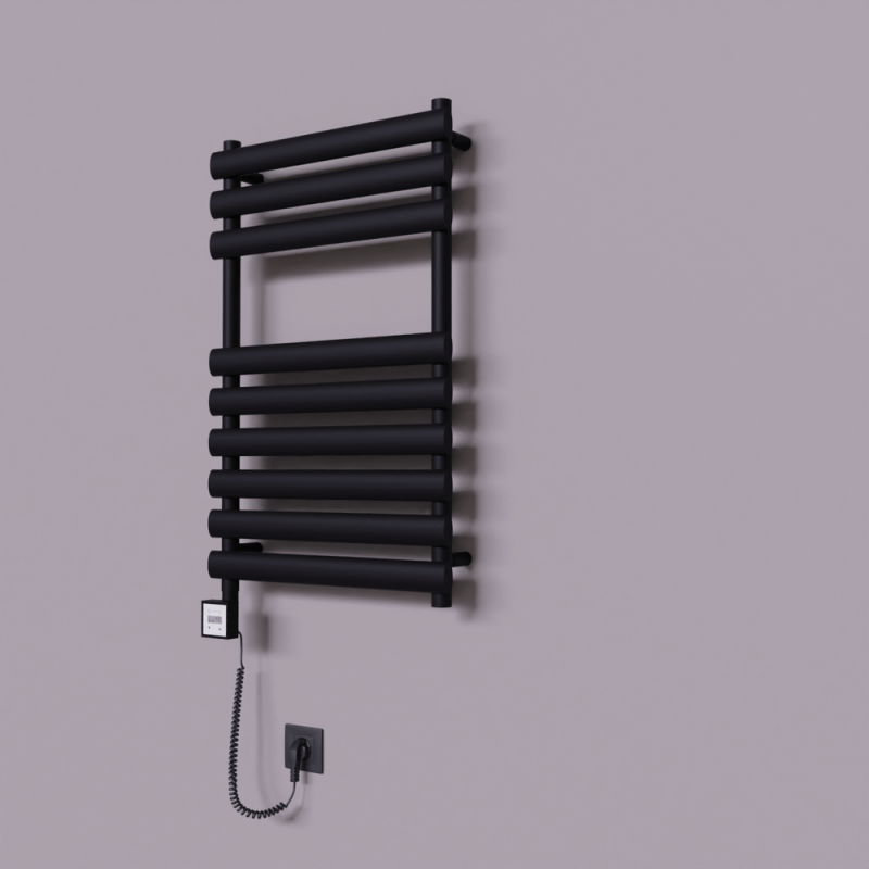 Volga Dekoratif Elektrikli Havlupan 500x800 Siyah (KTX3 Termostat) 300W Spiral Kablolu - 1VOL05000800B3TE7030-K