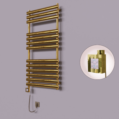 Radiva - Volga Dekoratif Elektrikli Havlupan 600x1200 Altın (KTX4 Termostat) 300W Spiral Kablolu (1)