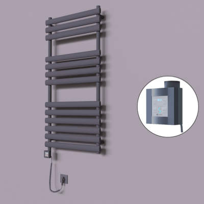 Radiva - Volga Dekoratif Elektrikli Havlupan 600x1200 Koyu Antrasit (KTX4 Termostat) 600W Spiral Kablolu (1)