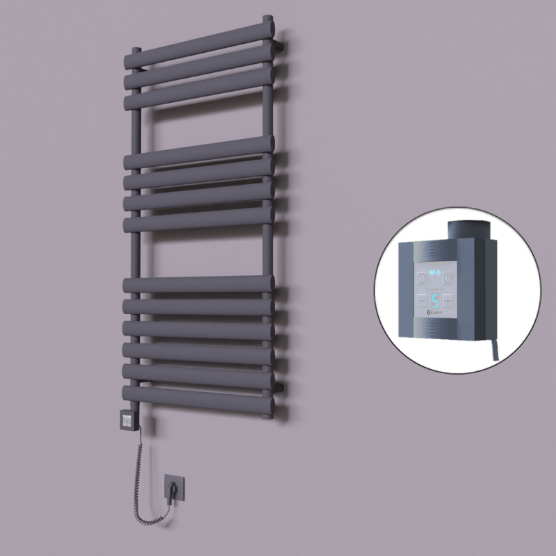 Volga Dekoratif Elektrikli Havlupan 600x1200 Koyu Antrasit (KTX4 Termostat) 600W Spiral Kablolu - 1VOL06001200B6TEC060-K