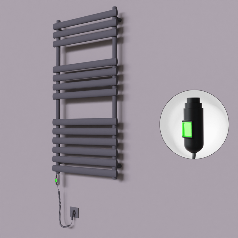 Volga Dekoratif Elektrikli Havlupan 600x1200 Koyu Antrasit (On/Off Düğmeli) 600W - 1VOL06001200B6TE1060